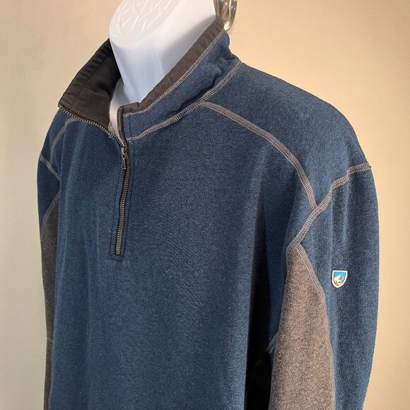 KUHL Men's blue w/ gray long sleeve 1/2 zip pullover Jacket sweater XXL 2XL - Picture 1 of 6